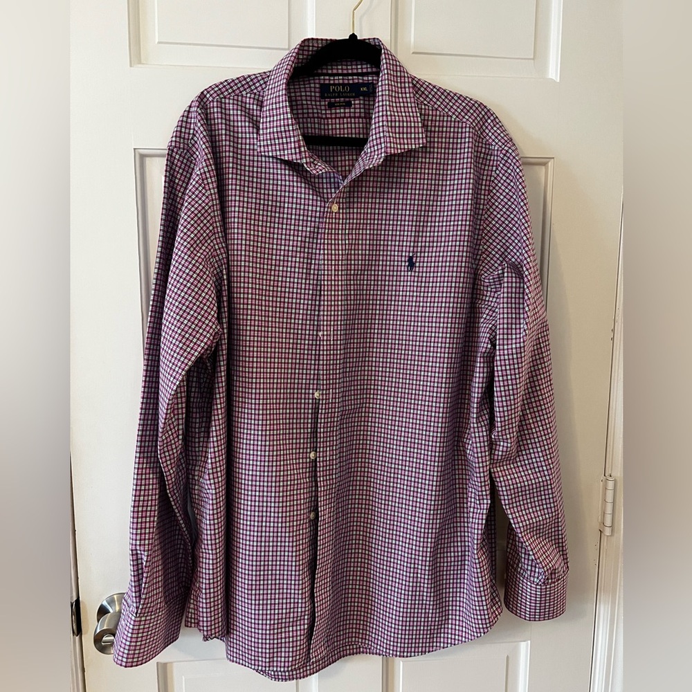 Ralph Lauren Men's Plaid Shirt in Red and Blue